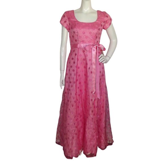 Jody of California Dresses & Skirts - new JODY of CALIFORNIA Prom Dress, XS, Bold Pink, Polka Dots, Maxi, Cap sleeve